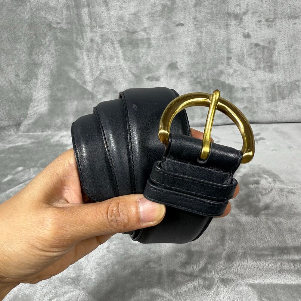 Coach Black Leather Belt with Gold Buckle
